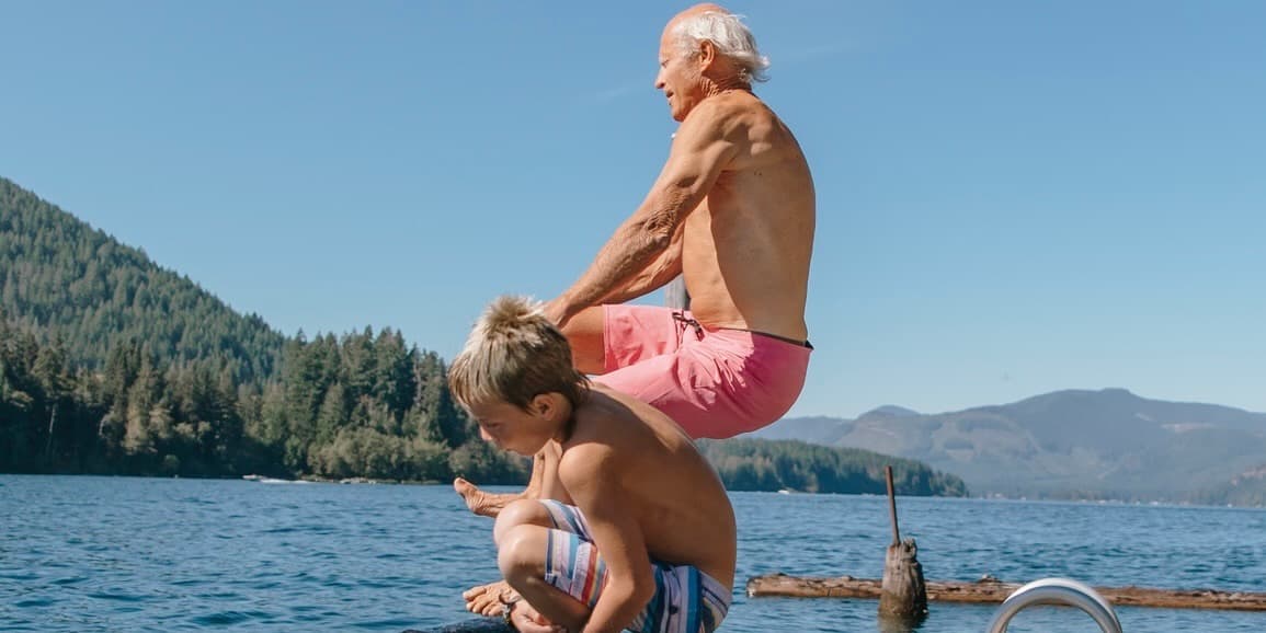 A grandfather and grandson together